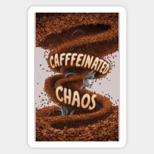 Caffeinated Chaos: A Surreal Coffee Bean Storm Magnet